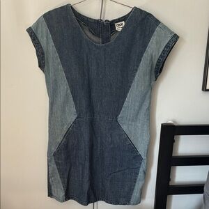 Chic Denim Dress with Geometric Design